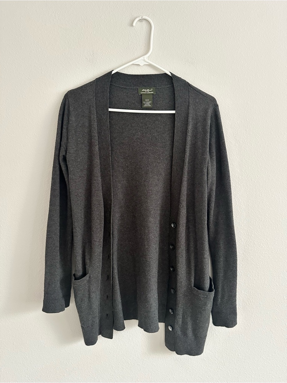 Eddie Bauer Women’s Cotton-Cashmere Blend Button Front Gray Cardigan Size XS